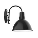 Deep Bowl Hook Arm Outdoor Wall Light - Black
