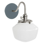Uno Curved Arm Schoolhouse Wall Sconce - Brushed Nickel / Slate Gray