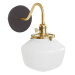 Uno Curved Arm Schoolhouse Wall Sconce - Brushed Brass / Architectural Bronze