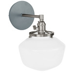 Uno Straight Arm Schoolhouse Wall Sconce - Brushed Nickel / Slate Gray