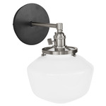 Uno Straight Arm Schoolhouse Wall Sconce - Brushed Nickel / Black