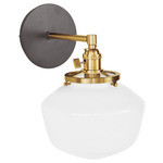 Uno Straight Arm Schoolhouse Wall Sconce - Brushed Brass / Architectural Bronze