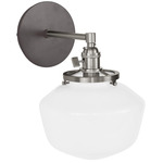Uno Straight Arm Schoolhouse Wall Sconce - Brushed Nickel / Architectural Bronze