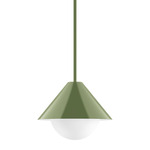 Axis Pinnacle Stem Hung Pendant with Glass Globe - Fern Green / Opal