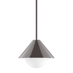 Axis Pinnacle Stem Hung Pendant with Glass Globe - Architectural Bronze / Opal