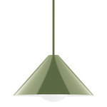 Axis Pinnacle Stem Hung Pendant with Glass Globe - Fern Green / Opal