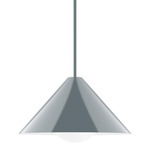 Axis Pinnacle Stem Hung Pendant with Glass Globe - Slate Gray / Opal