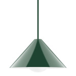Axis Pinnacle Stem Hung Pendant with Glass Globe - Forest Green / Opal
