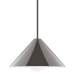 Axis Pinnacle Stem Hung Pendant with Glass Globe - Architectural Bronze / Opal