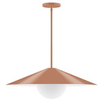 Axis Vessel Stem Hung Outdoor Pendant with Glass Globe - Terracotta / Opal