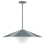 Axis Vessel Stem Hung Outdoor Pendant with Glass Globe - Slate Gray / Opal