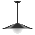 Axis Vessel Stem Hung Outdoor Pendant with Glass Globe - Black / Opal