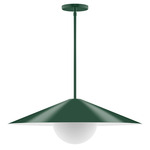 Axis Vessel Stem Hung Outdoor Pendant with Glass Globe - Forest Green / Opal