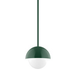 Axis Arcade Stem Pendant with Glass Globe - Forest Green / Opal Axis Arcade Stem Pendant with Glass Globe - Forest Green / Opal