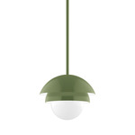 Nest Stem Pendant with Glass Globe - Fern Green / Opal