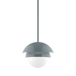Nest Stem Pendant with Glass Globe - Slate Gray / Opal