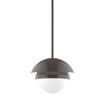 Nest Stem Pendant with Glass Globe - Architectural Bronze / Opal