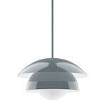 Nest Stem Pendant with Glass Globe - Slate Gray / Opal