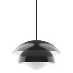 Nest Stem Pendant with Glass Globe - Black / Opal