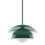 Nest Stem Pendant with Glass Globe - Forest Green / Opal