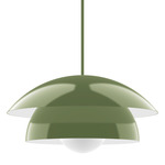 Nest Stem Pendant with Glass Globe - Fern Green / Opal