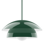 Nest Stem Pendant with Glass Globe - Forest Green / Opal