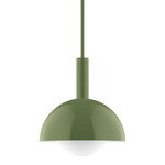 Stack Ray Stem Pendant with Glass Globe - Fern Green / Opal