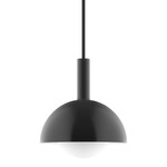 Stack Ray Stem Pendant with Glass Globe - Black / Opal