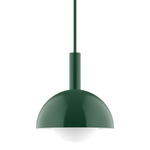 Stack Ray Stem Pendant with Glass Globe - Forest Green / Opal