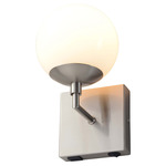 Globe Wall Sconce - Satin Nickel / White