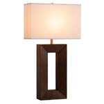 Julie Standing Table Lamp - Dark Walnut / White Linen