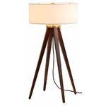 Quattro Table Lamp - Dark Walnut / White Linen