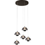 Andoria 5-Light Pendant - Black Chrome / Smoke
