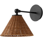 Wicker Wall Sconce - Matte Black / Espresso