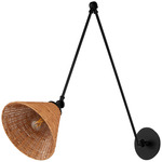 Wicker Swing Arm Wall Sconce - Matte Black / Espresso