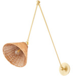 Wicker Swing Arm Wall Sconce - Aged Brass / Espresso