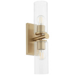 Mercier Double Wall Sconce - Aged Brass / Clear