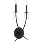 Majesty Wall Sconce - Matte Black / Crystal