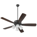 Ovation 52 Inch Ceiling Fan - Matte Black / Walnut-Matte Black / Opal