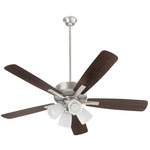 Ovation 52 Inch Ceiling Fan - Satin Nickel / Walnut-Silver / Opal