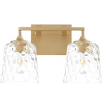Eldorado Bathroom Vanity Light - Aged Brass / Clear Hammered Glass