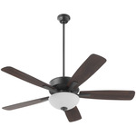 Ovation Ceiling Fan with Bowl Light - Matte Black / Walnut-Matte Black / Opal