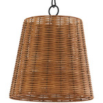 Wicker Tall Pendant - Matte Black / Espresso