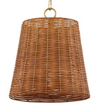 Wicker Tall Pendant - Aged Brass / Espresso