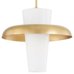 Mallory Shade Pendant - Aged Brass / White