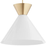 Beldar Pendant - Aged Brass / Opal White