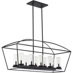 Odeon Outdoor Linear Chandelier - Matte Black / Clear