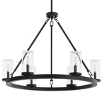 Gentry Outdoor Chandelier - Matte Black / Clear