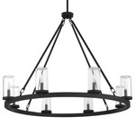 Gentry Outdoor Chandelier - Matte Black / Clear