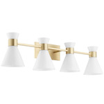 Beldar Bathroom Vanity Light - Aged Brass / Opal / Opal White